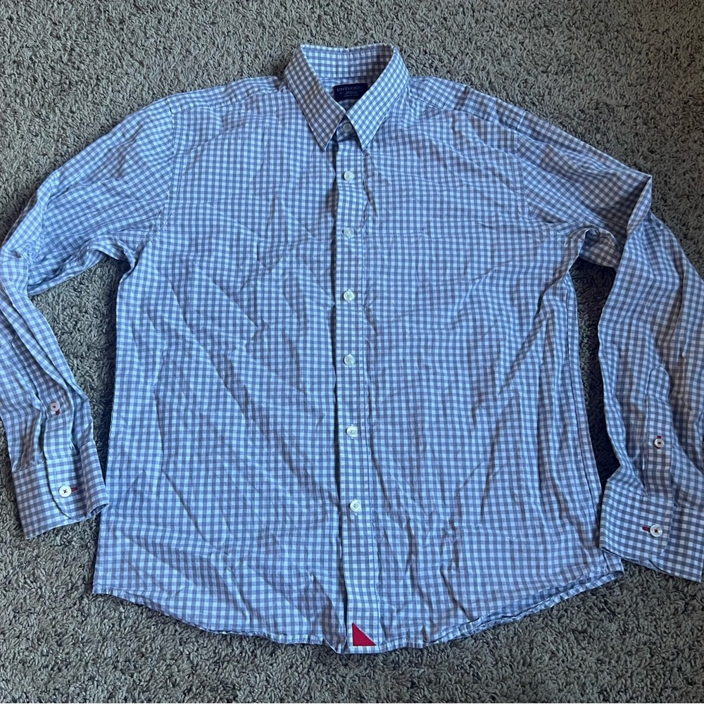 Untuckit Button Down Shirt Medium Gray Gingham No… - image 3